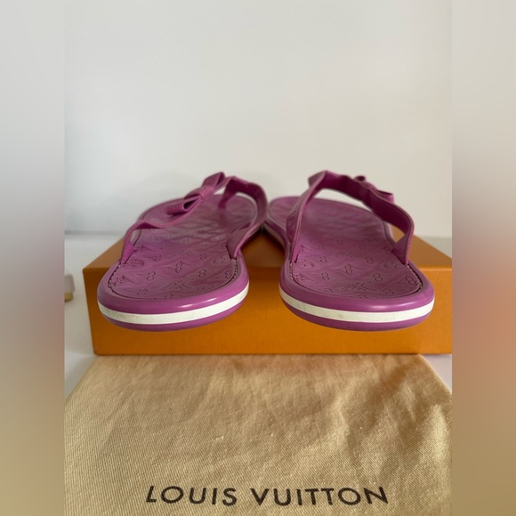 Louis Vuitton Rose Pink Monogram Ipanema Leather Flip Flop Sandals with dust bag - Picture 4 of 12
